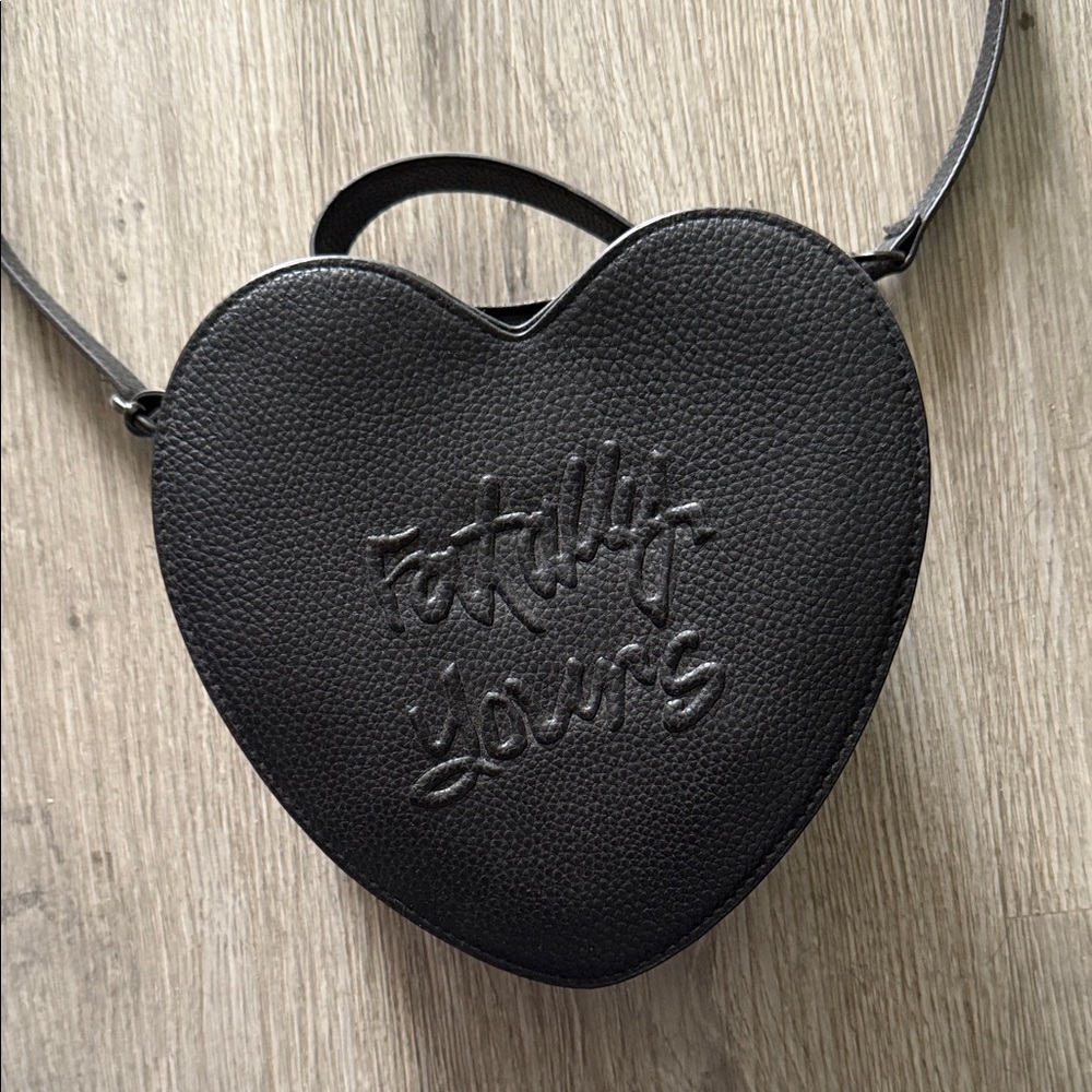 Heart-Shaped Black Crossbody Bag